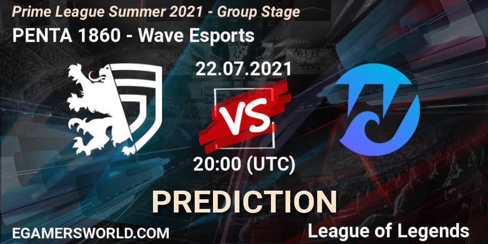 Prognose für das Spiel PENTA 1860 VS Wave Esports. 22.07.2021 at 17:00. LoL - Prime League Summer 2021 - Group Stage
