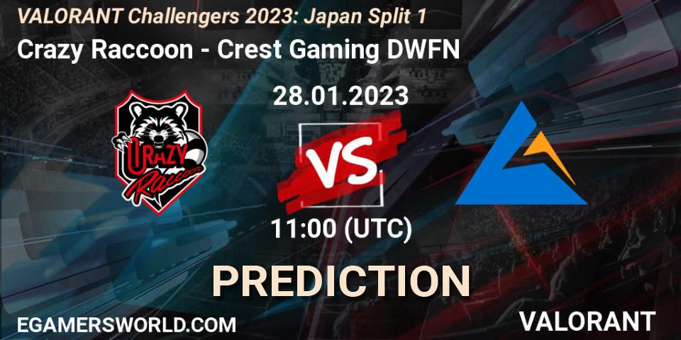 Prognose für das Spiel Crazy Raccoon VS Crest Gaming DWFN. 28.01.23. VALORANT - VALORANT Challengers 2023: Japan Split 1