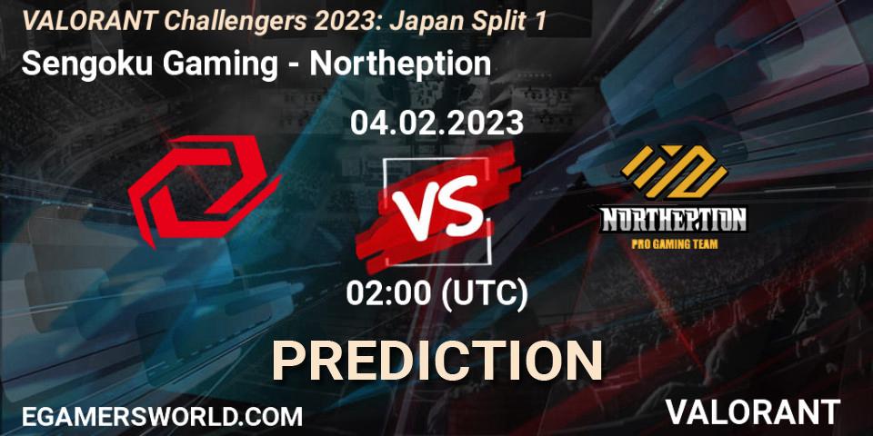 Prognose für das Spiel Sengoku Gaming VS Northeption. 04.02.23. VALORANT - VALORANT Challengers 2023: Japan Split 1