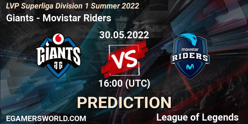 Prognose für das Spiel Giants VS Movistar Riders. 30.05.2022 at 16:00. LoL - LVP Superliga Division 1 Summer 2022