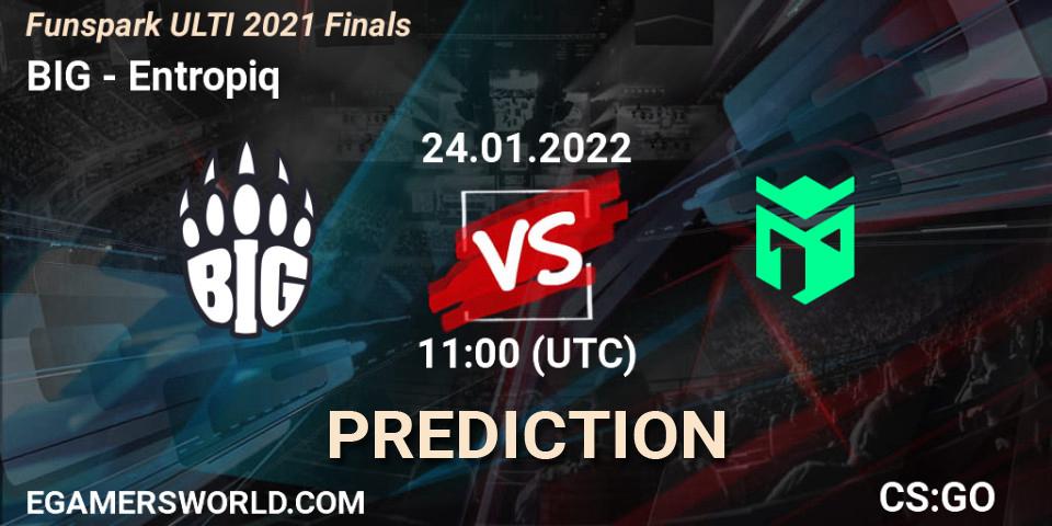 Prognose für das Spiel Entropiq VS BIG. 24.01.2022 at 11:00. Counter-Strike (CS2) - Funspark ULTI 2021 Finals