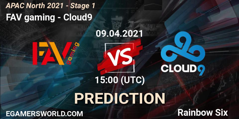 Prognose für das Spiel FAV gaming VS Cloud9. 09.04.2021 at 13:30. Rainbow Six - APAC North 2021 - Stage 1