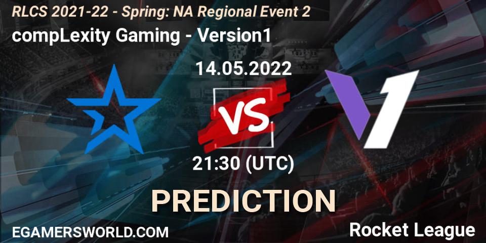 Prognose für das Spiel compLexity Gaming VS Version1. 14.05.22. Rocket League - RLCS 2021-22 - Spring: NA Regional Event 2
