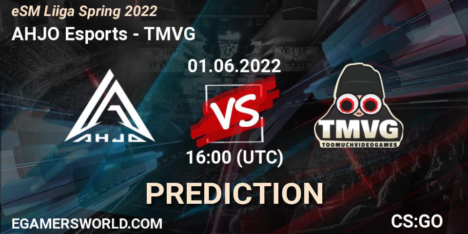 Prognose für das Spiel AHJO Esports VS TMVG. 01.06.2022 at 16:00. Counter-Strike (CS2) - eSM Liiga Spring 2022