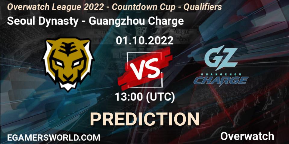 Prognose für das Spiel Seoul Dynasty VS Guangzhou Charge. 01.10.22. Overwatch - Overwatch League 2022 - Countdown Cup - Qualifiers