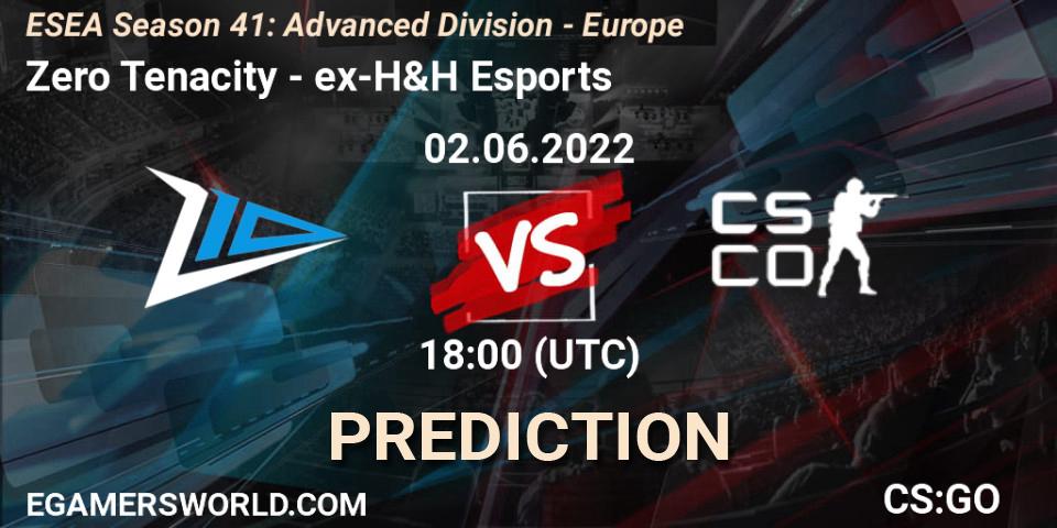 Prognose für das Spiel Zero Tenacity VS ex-H&H Esports. 02.06.2022 at 18:00. Counter-Strike (CS2) - ESEA Season 41: Advanced Division - Europe