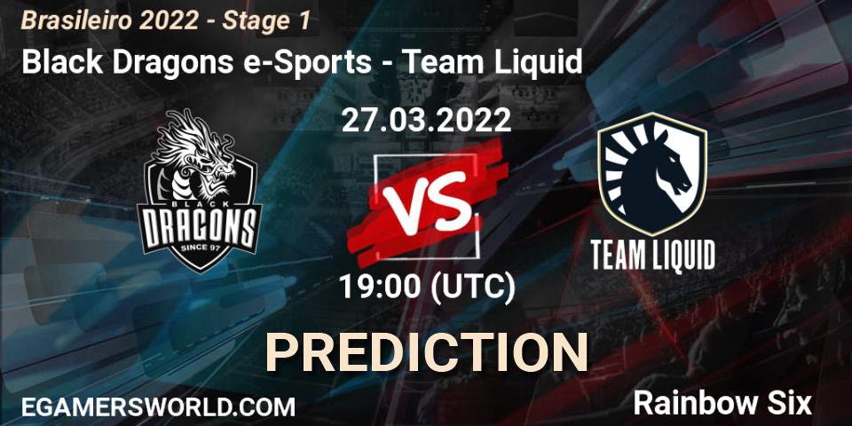 Prognose für das Spiel Black Dragons e-Sports VS Team Liquid. 27.03.22. Rainbow Six - Brasileirão 2022 - Stage 1