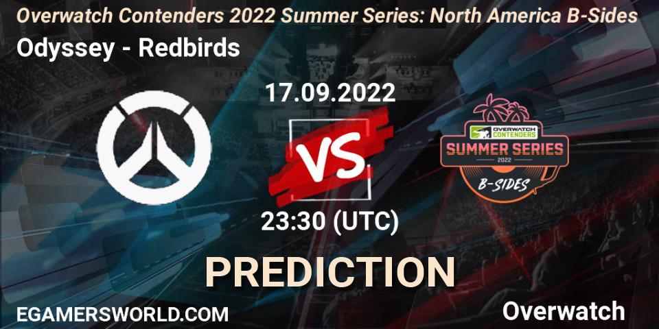Prognose für das Spiel Odyssey VS Redbirds. 17.09.2022 at 23:30. Overwatch - Overwatch Contenders 2022 Summer Series: North America B-Sides