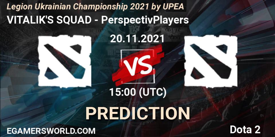 Prognose für das Spiel VITALIK'S SQUAD VS PerspectivPlayers. 20.11.2021 at 14:05. Dota 2 - Legion Ukrainian Championship 2021 by UPEA