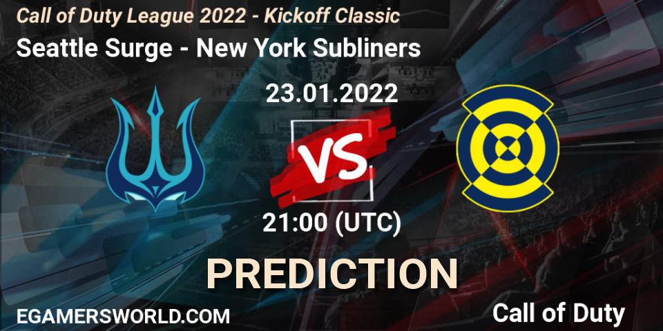 Prognose für das Spiel Seattle Surge VS New York Subliners. 23.01.22. Call of Duty - Call of Duty League 2022 - Kickoff Classic