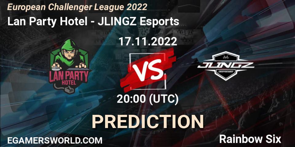 Prognose für das Spiel Lan Party Hotel VS JLINGZ Esports. 17.11.2022 at 20:00. Rainbow Six - European Challenger League 2022