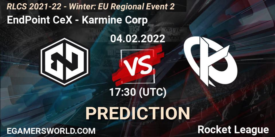 Prognose für das Spiel EndPoint CeX VS Karmine Corp. 04.02.2022 at 17:30. Rocket League - RLCS 2021-22 - Winter: EU Regional Event 2