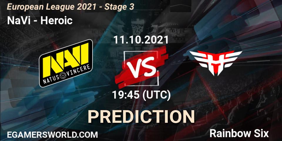 Prognose für das Spiel NaVi VS Heroic. 11.10.21. Rainbow Six - European League 2021 - Stage 3