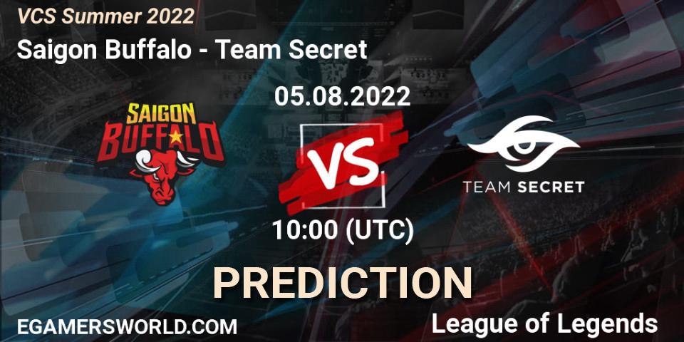 Prognose für das Spiel Saigon Buffalo VS Team Secret. 05.08.22. LoL - VCS Summer 2022