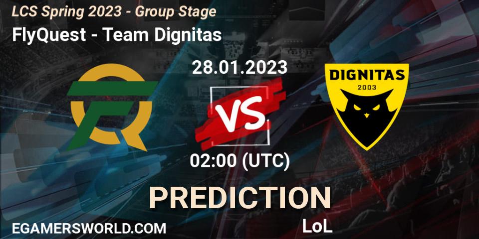 Prognose für das Spiel FlyQuest VS Team Dignitas. 28.01.23. LoL - LCS Spring 2023 - Group Stage