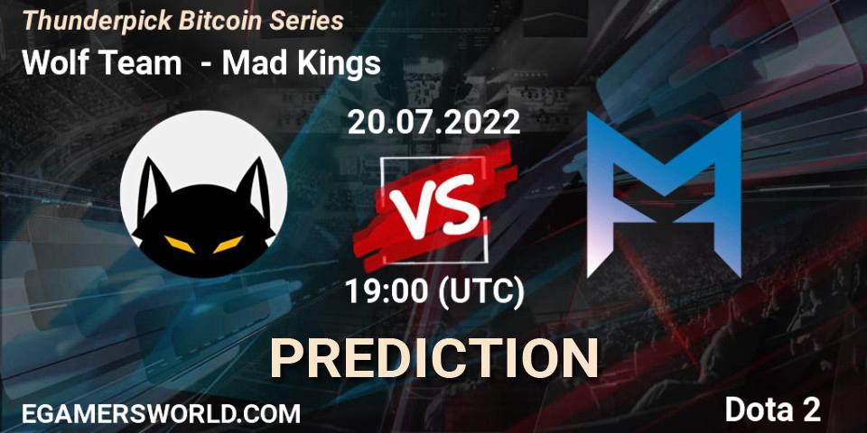 Prognose für das Spiel Wolf Team VS Mad Kings. 20.07.2022 at 19:50. Dota 2 - Thunderpick Bitcoin Series