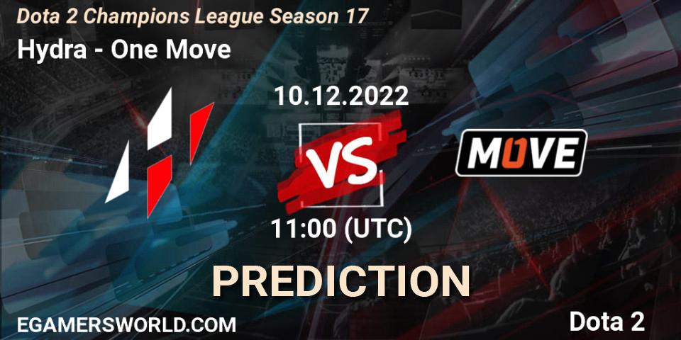 Prognose für das Spiel Hydra VS One Move. 10.12.2022 at 11:00. Dota 2 - Dota 2 Champions League Season 17