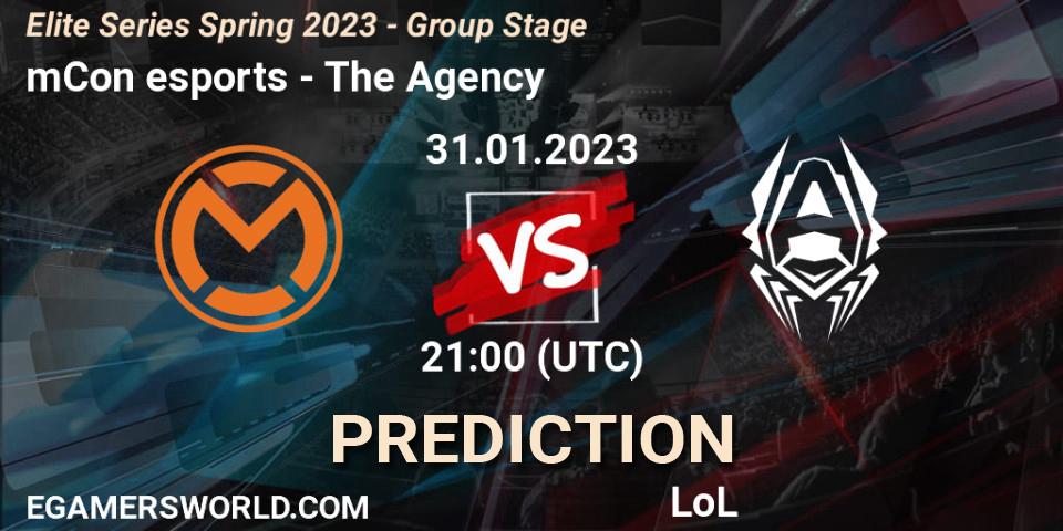 Prognose für das Spiel mCon esports VS The Agency. 31.01.23. LoL - Elite Series Spring 2023 - Group Stage
