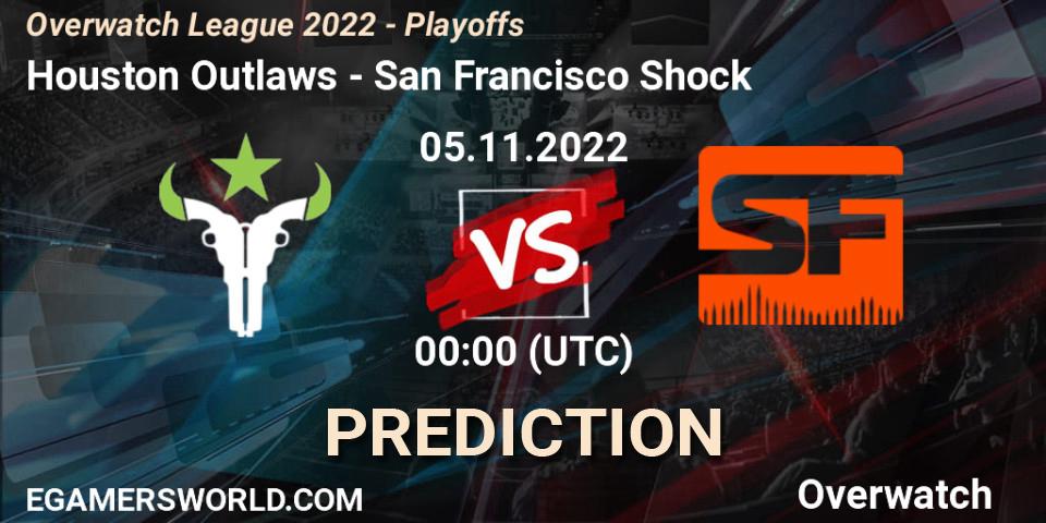 Prognose für das Spiel Houston Outlaws VS San Francisco Shock. 05.11.22. Overwatch - Overwatch League 2022 - Playoffs