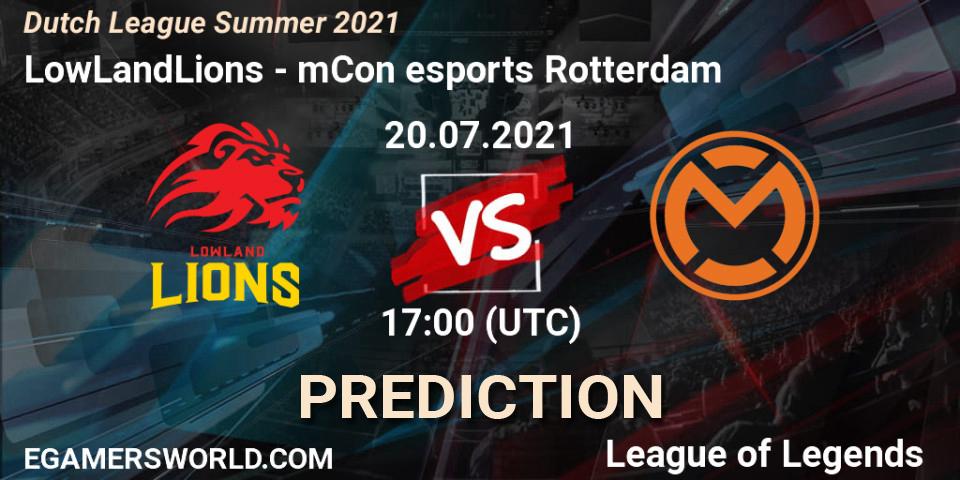 Prognose für das Spiel LowLandLions VS mCon esports Rotterdam. 20.07.2021 at 17:00. LoL - Dutch League Summer 2021