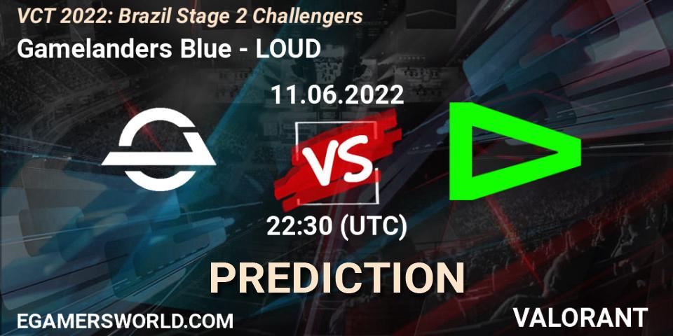 Prognose für das Spiel Gamelanders Blue VS LOUD. 11.06.2022 at 22:30. VALORANT - VCT 2022: Brazil Stage 2 Challengers