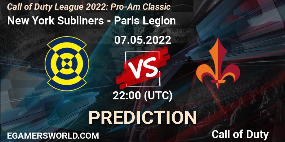 Prognose für das Spiel New York Subliners VS Paris Legion. 07.05.2022 at 19:00. Call of Duty - Call of Duty League 2022: Pro-Am Classic