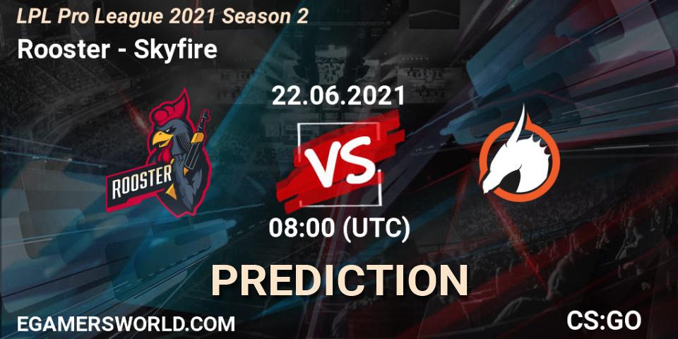Prognose für das Spiel Rooster VS Skyfire. 22.06.21. CS2 (CS:GO) - LPL Pro League 2021 Season 2