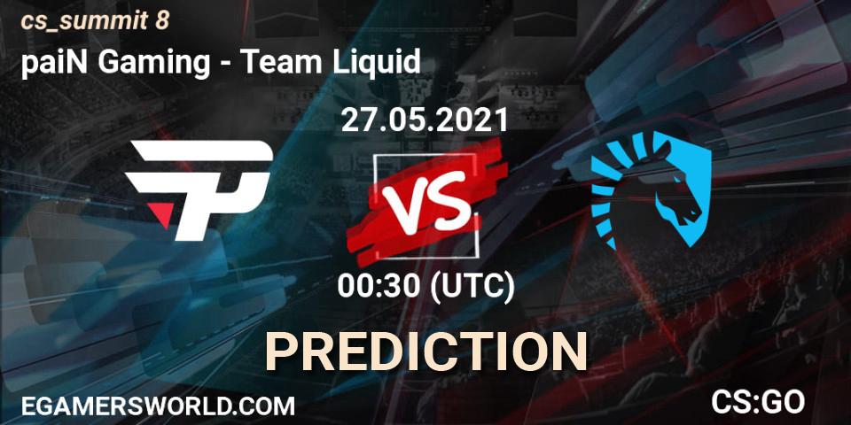 Prognose für das Spiel paiN Gaming VS Team Liquid. 27.05.2021 at 01:10. Counter-Strike (CS2) - cs_summit 8