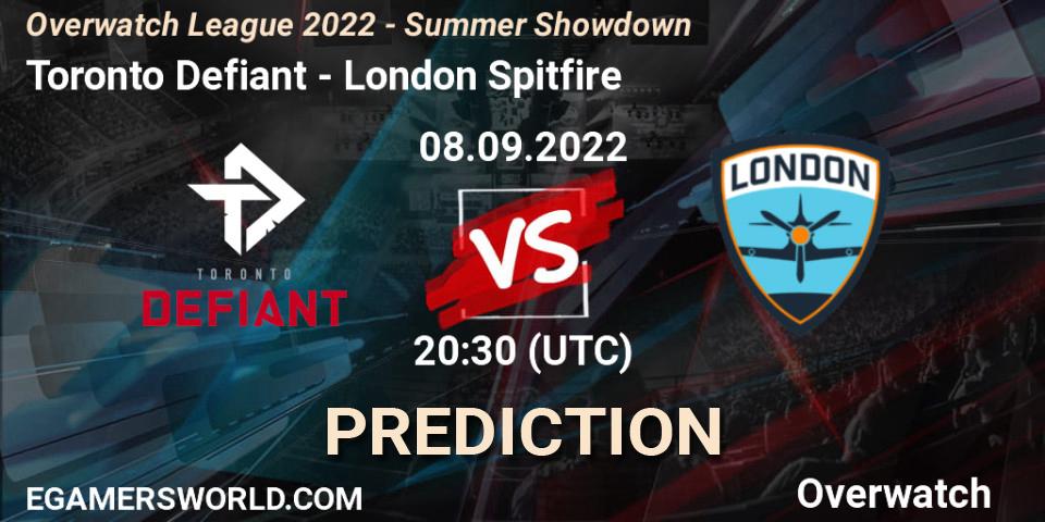 Prognose für das Spiel Toronto Defiant VS London Spitfire. 08.09.22. Overwatch - Overwatch League 2022 - Summer Showdown