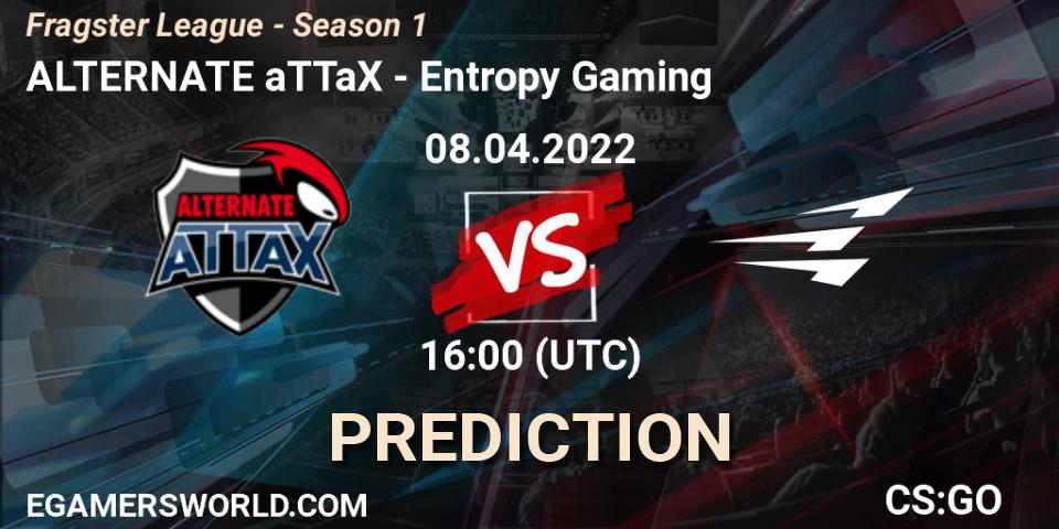 Prognose für das Spiel ALTERNATE aTTaX VS Entropy Gaming. 08.04.2022 at 16:00. Counter-Strike (CS2) - Fragster League - Season 1