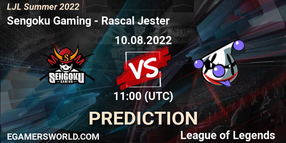 Prognose für das Spiel Sengoku Gaming VS Rascal Jester. 10.08.22. LoL - LJL Summer 2022