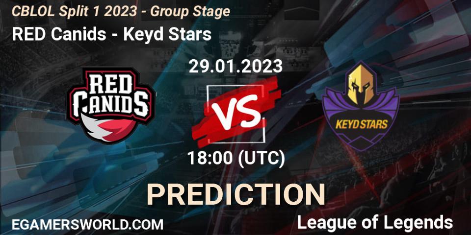 Prognose für das Spiel RED Canids VS Keyd Stars. 29.01.23. LoL - CBLOL Split 1 2023 - Group Stage