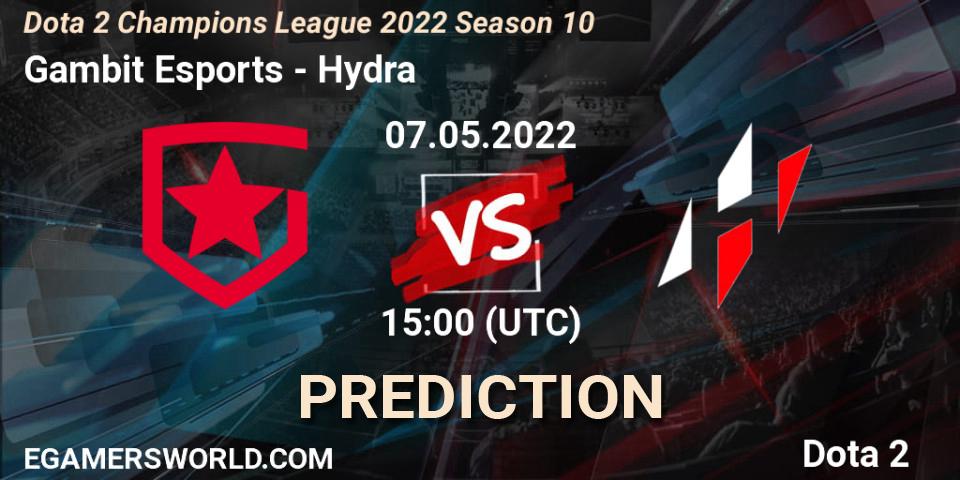 Prognose für das Spiel Gambit Esports VS Hydra. 07.05.2022 at 15:00. Dota 2 - Dota 2 Champions League 2022 Season 10 