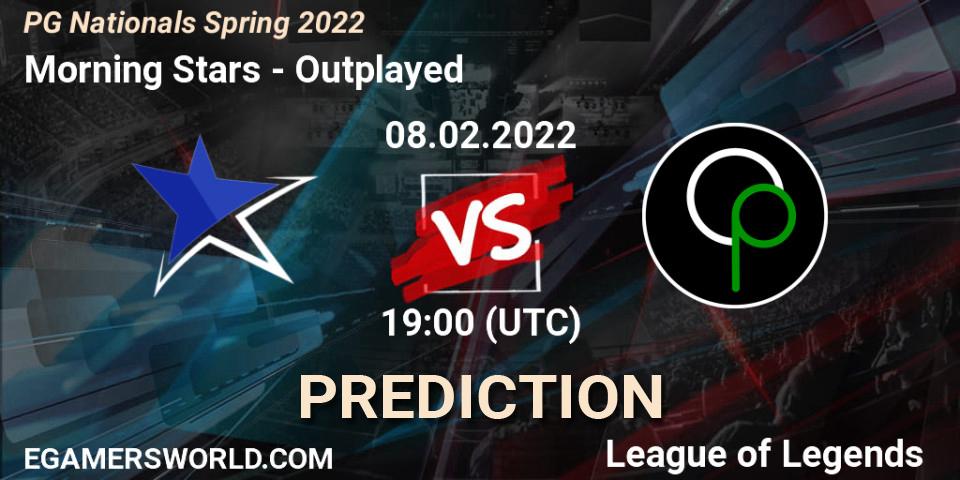 Prognose für das Spiel Morning Stars VS Outplayed. 08.02.2022 at 19:00. LoL - PG Nationals Spring 2022