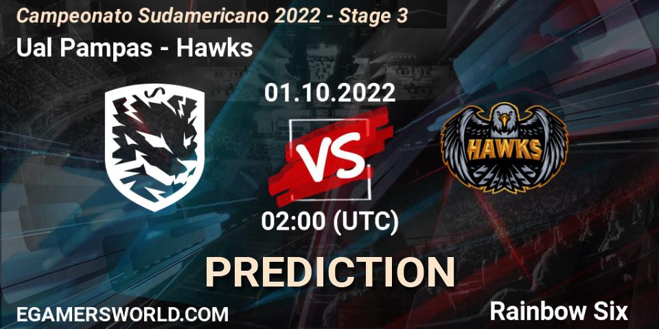 Prognose für das Spiel Ualá Pampas VS Hawks. 01.10.2022 at 02:00. Rainbow Six - Campeonato Sudamericano 2022 - Stage 3