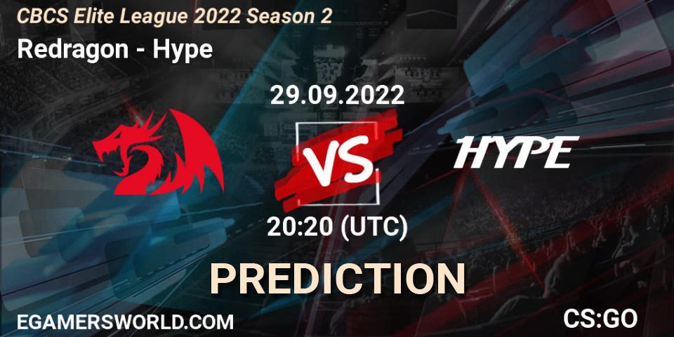 Prognose für das Spiel Redragon VS Hype. 29.09.22. CS2 (CS:GO) - CBCS Elite League 2022 Season 2