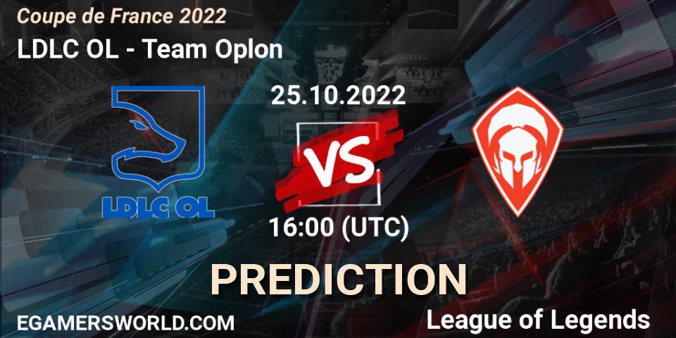 Prognose für das Spiel LDLC OL VS Team Oplon. 25.10.2022 at 16:00. LoL - Coupe de France 2022