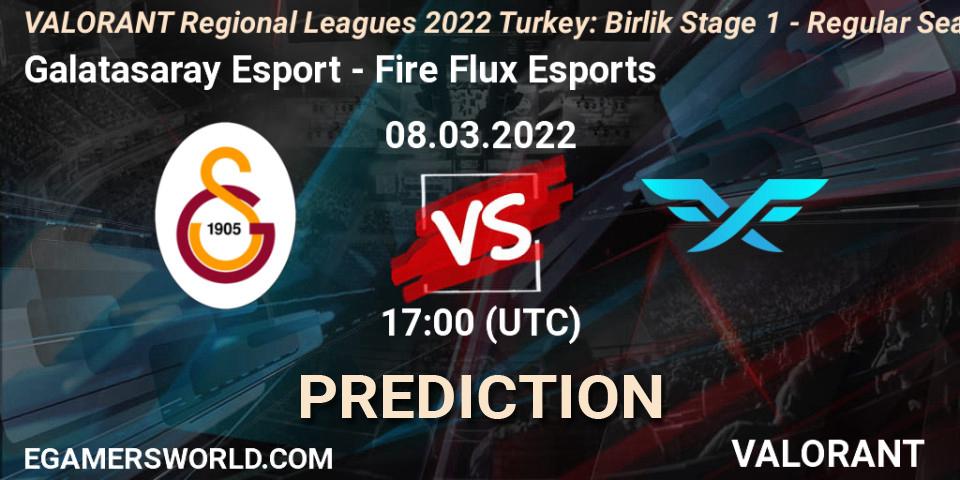 Prognose für das Spiel Galatasaray Esport VS Fire Flux Esports. 08.03.2022 at 17:45. VALORANT - VALORANT Regional Leagues 2022 Turkey: Birlik Stage 1 - Regular Season