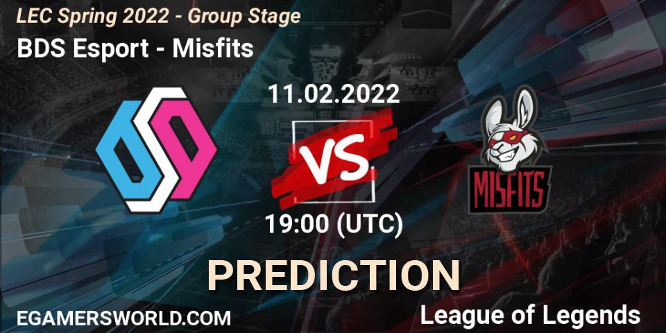 Prognose für das Spiel BDS Esport VS Misfits. 11.02.22. LoL - LEC Spring 2022 - Group Stage