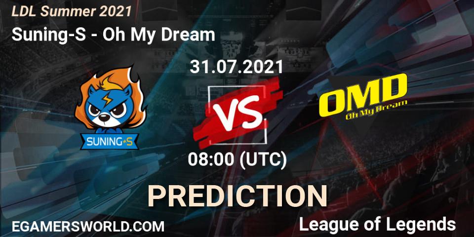 Prognose für das Spiel Suning-S VS Oh My Dream. 01.08.21. LoL - LDL Summer 2021