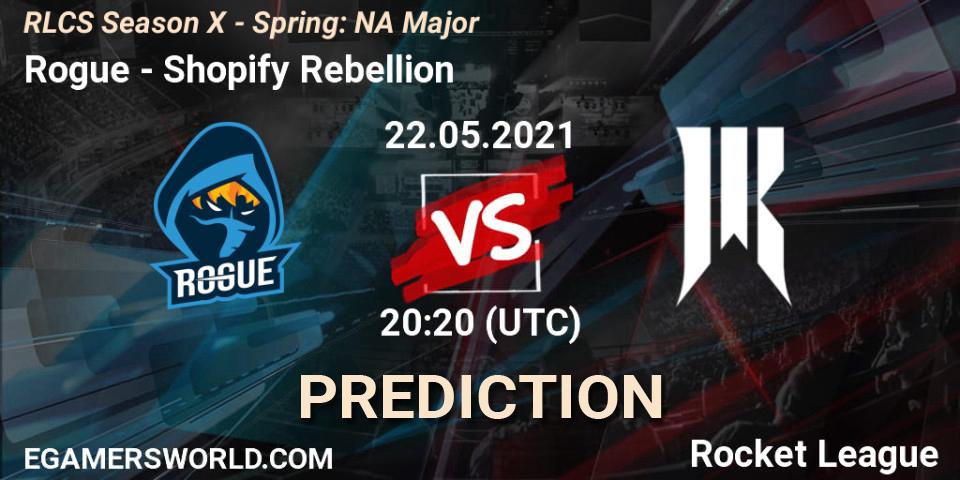Prognose für das Spiel Rogue VS Shopify Rebellion. 22.05.21. Rocket League - RLCS Season X - Spring: NA Major