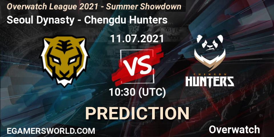 Prognose für das Spiel Seoul Dynasty VS Chengdu Hunters. 11.07.2021 at 10:30. Overwatch - Overwatch League 2021 - Summer Showdown