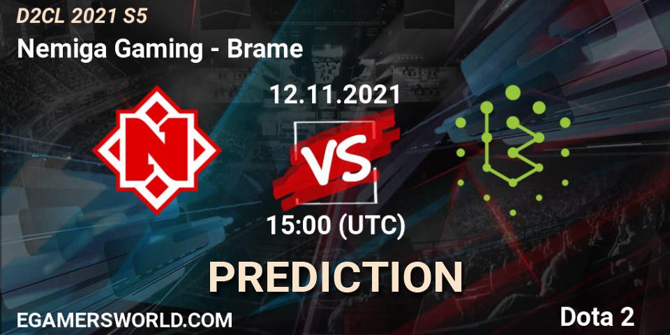 Prognose für das Spiel Nemiga Gaming VS Brame. 12.11.2021 at 15:00. Dota 2 - Dota 2 Champions League 2021 Season 5