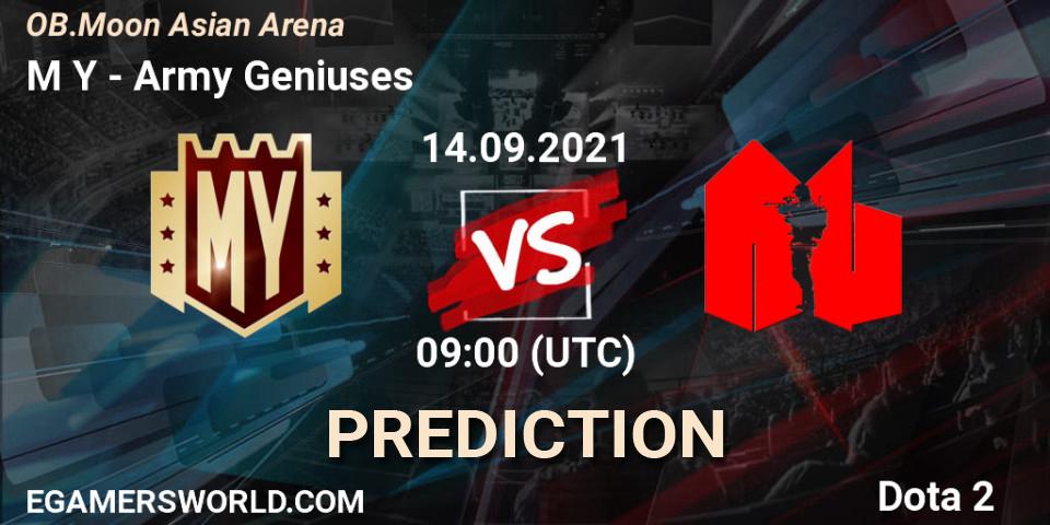 Prognose für das Spiel M Y VS Army Geniuses. 14.09.2021 at 09:15. Dota 2 - OB.Moon Asian Arena