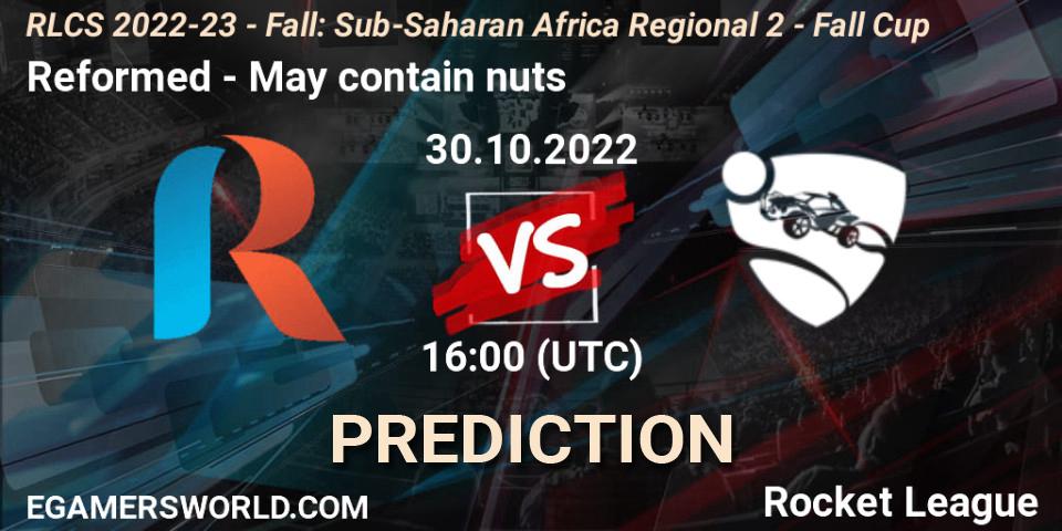 Prognose für das Spiel Reformed VS May contain nuts. 30.10.2022 at 16:00. Rocket League - RLCS 2022-23 - Fall: Sub-Saharan Africa Regional 2 - Fall Cup