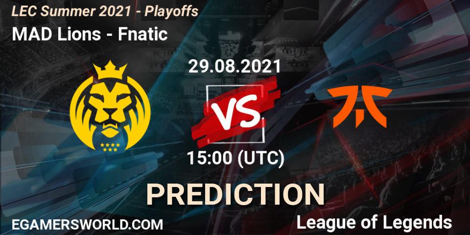 Prognose für das Spiel MAD Lions VS Fnatic. 29.08.2021 at 15:20. LoL - LEC Summer 2021 - Playoffs
