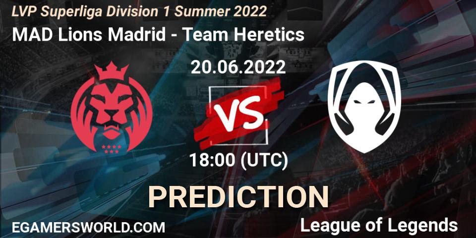 Prognose für das Spiel MAD Lions Madrid VS Team Heretics. 20.06.2022 at 18:00. LoL - LVP Superliga Division 1 Summer 2022