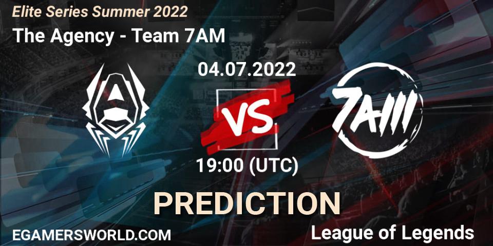 Prognose für das Spiel The Agency VS Team 7AM. 04.07.2022 at 19:00. LoL - Elite Series Summer 2022