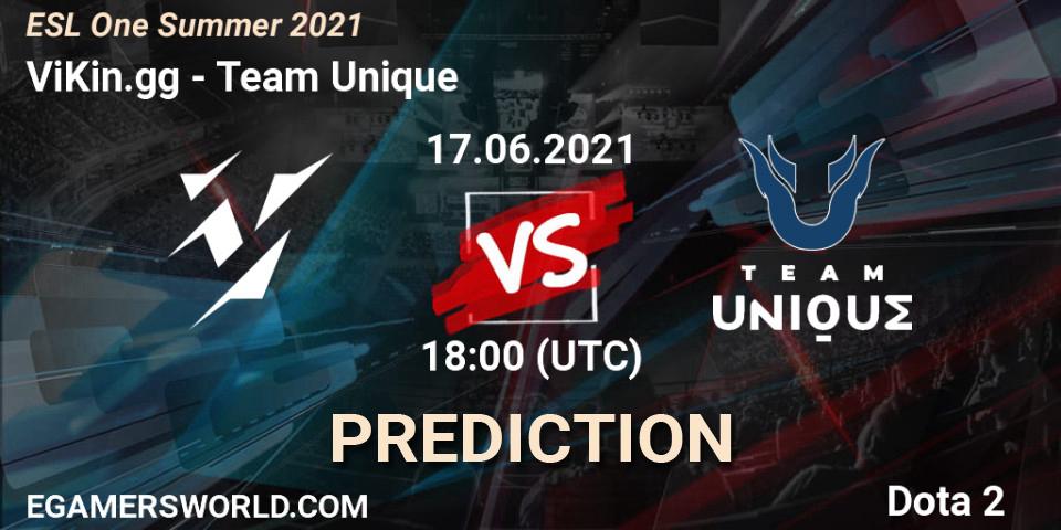 Prognose für das Spiel ViKin.gg VS Team Unique. 17.06.21. Dota 2 - ESL One Summer 2021