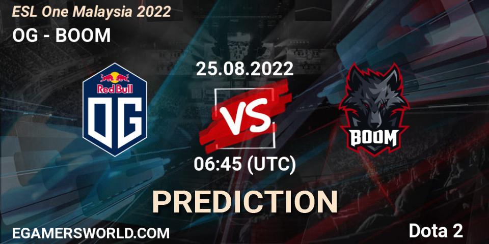 Prognose für das Spiel OG VS BOOM. 25.08.22. Dota 2 - ESL One Malaysia 2022